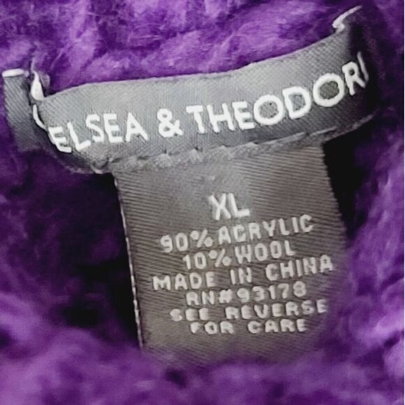 Chelsea & Theodore Purple Chunky Loose Knit Rolled Turtleneck Sweater - Picture 6 of 11